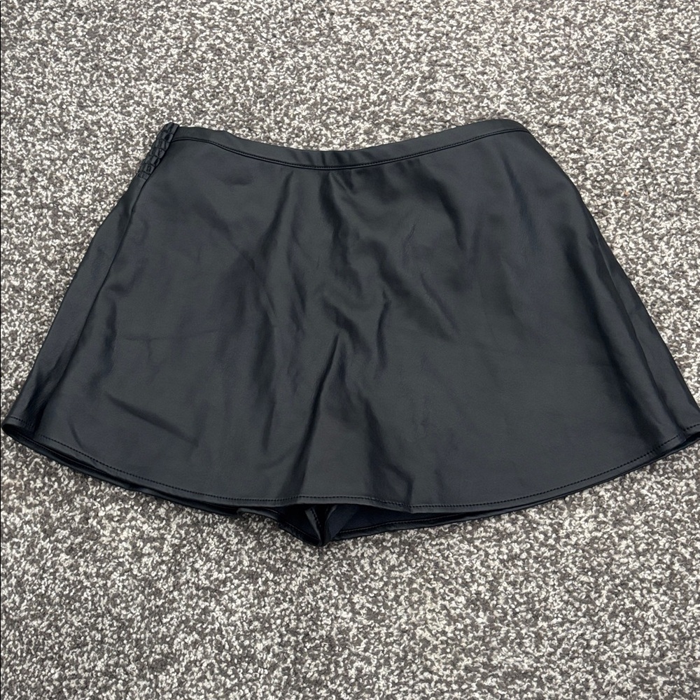 We The Free Black leather skort